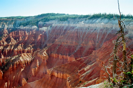 [Layers of color in the rock descending into the natural amphitheater.]